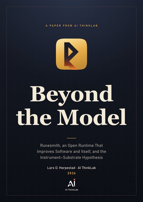 Cover of the paper Beyond the Model, with the Runesmith mark and the words A paper from AI ThinkLab.